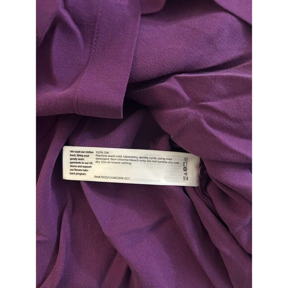 Eileen Fisher Silk Button Down Blouse Size Medium Purple Pomegranate Long Sleeve - Picture 5 of 5